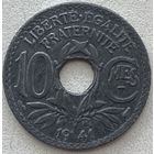 Франция 10 сантимов 1941 г. Подчеркивание под MES, без точек до и после 1941