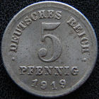YS: Германия, 5 пфеннигов 1919D, KM# 19 (2)