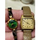 Двое женских часов заря и чайка,позолота ау,заря на ходу,с рубля