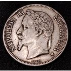 5 франков 1868 г. Наполеон III. Серебро 0.900.  25 грамм. Смотрите другие мои лоты с 1 рубля.