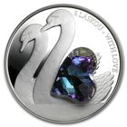 Ниуэ 5 долларов 2016г. "С любовью. Лебеди". Монета в капсуле; подарочном футляре; сертификат; коробка. СЕРЕБРО 42гр.