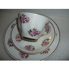 Чайное Трио Костяной Фарфор Старая Рига СССР Позолота