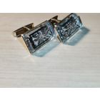 Запонки с стеклянными вставками, времён СССР, стеклянные вставки без сколов.