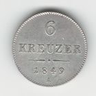 Австро-Венгрия 6 крейцеров 1849 года. Серебро. Нечастая! Состояние XF+!