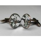 Запонки горный хрусталь серебро 875 клеймо звезда СССР Русские самоцветы.