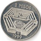 Аргентина 2 песо, 1999 100 лет со дня рождения Хорхе Луиса Борхеса UNC