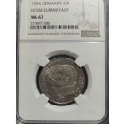 Германия. Хессен Дармштад. 2 марки 1904г. слаб NGC MS62.