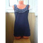 НОВАЯ синяя майка топ с воланами 48-50