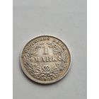 1 марка 1905 года. Германия. Вильгельм II. Серебро 900. Монета не чищена. 45436