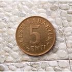 5 сентов 1991 года Эстония. 2ая Республика (крона,1991-2008). Красивая монета! Родная патина!