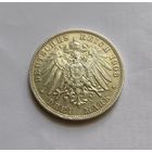 3 марок 1908 г. 900пр,. Бавария. Отто I.Германская империя. Тираж 680 529 т.