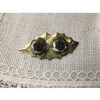 Брошь Старинная Листок Латунь позолота Германия 60-е