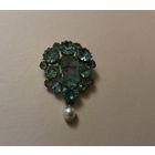 Брошь под Голубой Топаз с подвеской Чехия 50-е