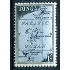 Британский протекторат - Королевство Тонга - 1953г. - ландшафты, карта, 1 Sh - 1 марка - MLH [Mi 109]. #4-B5-106-A-1