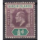 10.BrKCI. Великобритания. Колонии. Виргинские острова. Стандарт. Эдуард. 1904 г. 1/2P. Mi.#26.