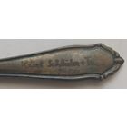 Ложка чайная с надписью (Kurt Schluter + Trau 1950). Серебрение 90.Патина.С рубля.