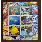 Блок  РЫБЫ МОРСКИЕ ОБИТАТЕЛИ ФАУНА   MNH