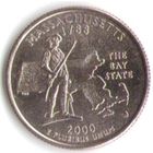 25 центов 2000 г. Массачусетс серия Штаты и Территории Двор P _UNC