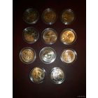 Лот 2-х еврочных монет (11 шт.) состояние (UNC)