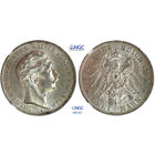 3 марки 1912 г. Вильгельм II. Пруссия. Германия. NGC MS 62. Серебро. КМ# 527