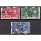 26.BrKS. Великобритания. Колонии.  Цейлон. Коронация Георга VI и Елизаветы. 1937 г. Полная серия. Mi.##227-229.