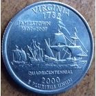 США 25 центов (квотер) 2000 г. D.  Вирджиния