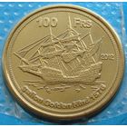Остров Европа. 100 франков 2012 года "Корабль" "В запайке" Unusual