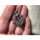 Брошь Чертополох Кельтский стиль Серебро Silver Марказиты Англия 50-е