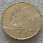 Токелау. 50 центов 2017 год  UC#11  "Парусник"  Редкая!!!