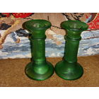 Подсвечник . Пара . Зеленое стекло