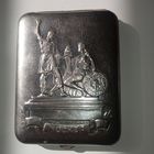 Портсигар Минин и Пожарский латунь в хроме