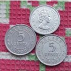 Белиз 5 центов, AU. Королева Елизавета II.
