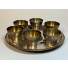 Стопка Рюмка набор 6 шт и поднос, мельхиор, позолота, СССР