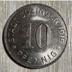 Монета 10 пфеннигов 1919 год. Золинген. Веймарская республика. С рубля без МЦ.