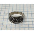 С 1 РУБЛЯ! КОЛЬЦО ЧЕРНЬ СЕРЕБРО 875 ПРОБА 3.3 ГРАММА 17.7 РАЗМЕР