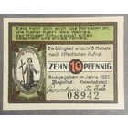 Нотгельд , 10 пфеннигов, Ланвеген 1921 год. Веймарская республика