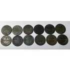 Сборный лот монет Николая ||. 12 шт. 2 копейки. Без повторов