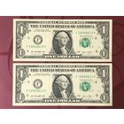 Две банкноты по 1 доллару США 2013 года с номерами подряд, (F) ATLANTA