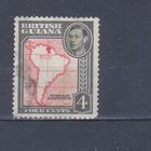 [449] Британские колонии. Британская Гвиана 1938. Георг VI.Карта. Гашеная марка.