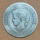 Монета 5 сантимов 1872 год. Франция.