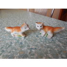 Статуэтки миниатюрные "Лисята". Фарфор. Бисквит. Турыгино. Гжель. СССР.