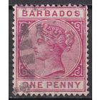 81.BrKCI. Великобритания. Колонии. Барбадос. Стандарт. Виктория. 1882 г. 1P. Mi.#33b.