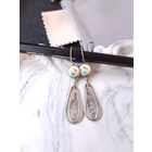 Ретро серьги с цветочками винтажные финифть, СССР 90х, мельхиор