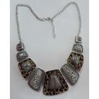 Крупное леопардовое колье в стиле БОХА. Италия. Металл, стекло. Длина с цепью 54 см. В очень хорошем состоянии.