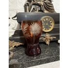 Ваза цветное стекло алмазная грань рубиновый цвет Стеклозавод НЕМАН СССР