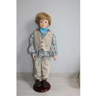Винтажная, фарфоровая кукла на подставке, клеймо, мальчик.