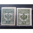Россия 1919 Гражданская война 75 коп* разный цвет