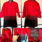 Пальто красное с кружевом