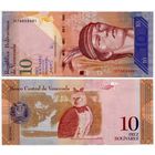 Венесуэла. 10 боливаров (образца 2007 года, P90a1, 3 полоски для слепых, UNC)