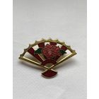 Брошь Веер Цветы  Клуазоне эмаль Fish  Англия 60-е